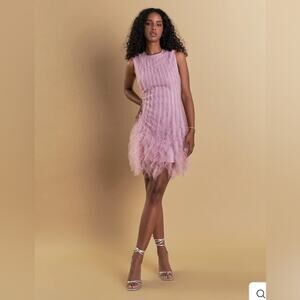 Endless Rose Tulle Ruffled Mini Dress Blush Pink Ruffled Womens Size Medium NWT